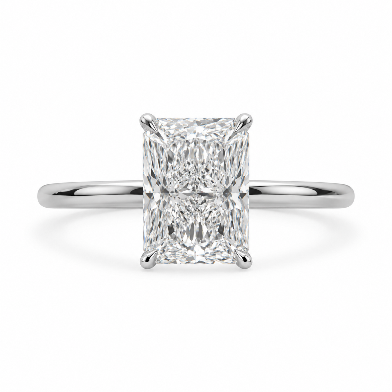 3.00 CT Radiant Cut Lab-Grown Diamond Hidden Halo Solitaire Engagement Ring in 14K White Gold â€“ IGI Certified from Diamond Studio