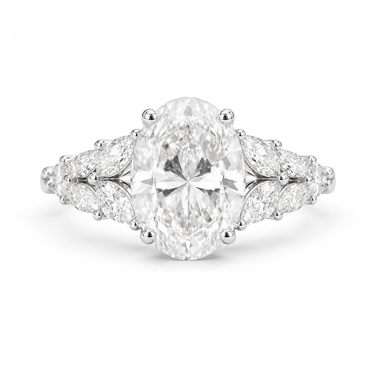 2.50 CT Oval Lab-Grown Diamond Hidden Halo Engagement Ring in 14K White Gold â€“ Vintage Bridal Design from Diamond Studio