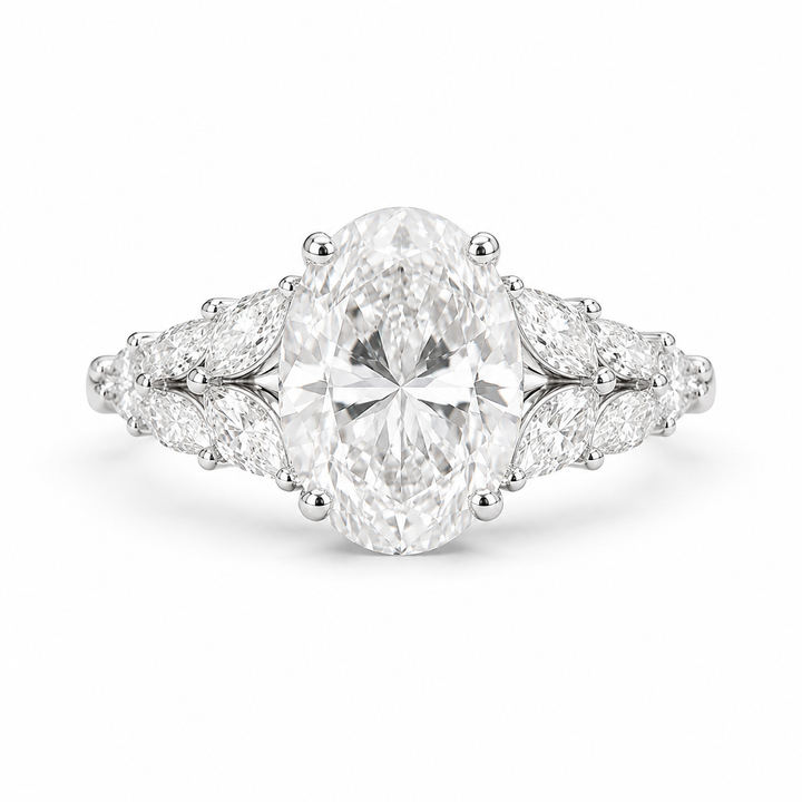 2.50 CT Oval Lab-Grown Diamond Hidden Halo Engagement Ring in 14K White Gold â€“ Vintage Bridal Design from Diamond Studio