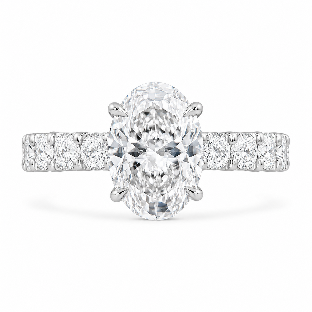 4.00 CT Oval Lab-Grown Diamond Hidden Halo Engagement Ring in 14K White Gold â€“ PavÃ© Statement Design | IGI Certified from Diamond Studio
