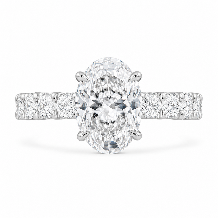 4.00 CT Oval Lab-Grown Diamond Hidden Halo Engagement Ring in 14K White Gold â€“ PavÃ© Statement Design | IGI Certified from Diamond Studio