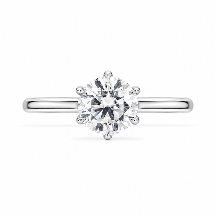 1.20 CT Round Lab-Grown Diamond Hidden Halo Engagement Ring in 14K White Gold â€“ Tulip Set Milgrain Solitaire Design from Diamond Studio
