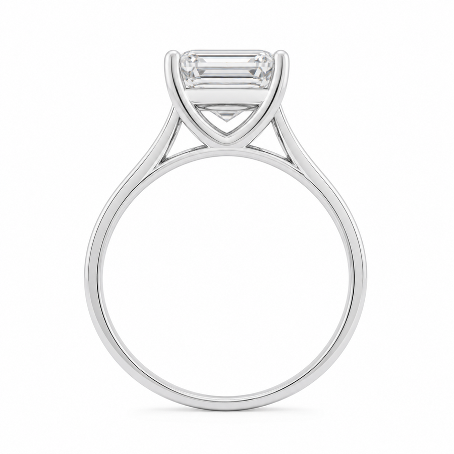 4.00 CT Asscher Cut Lab-Grown Diamond Solitaire Engagement Ring in 14K White Gold – Classic Art Deco Design