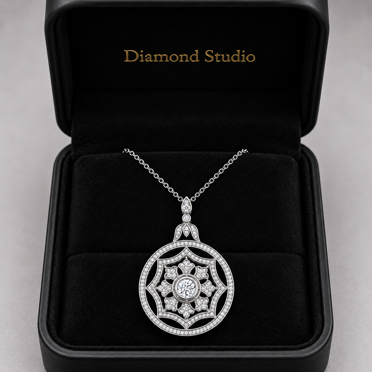 14K White Gold Vintage-Style Round Lab-Grown Diamond Pendant (2.00 CTW – D–F / VS1–VS2)