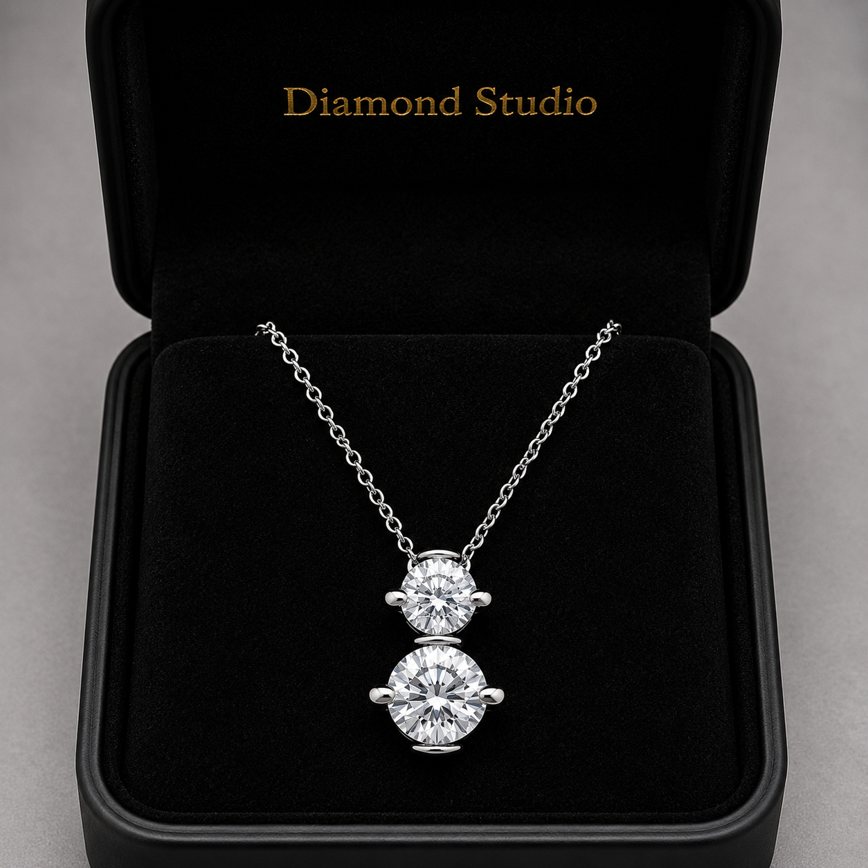 14K White Gold Two-Stone Round Lab-Grown Diamond Pendant (1.00 CTW – D–F / VS1–VS2)