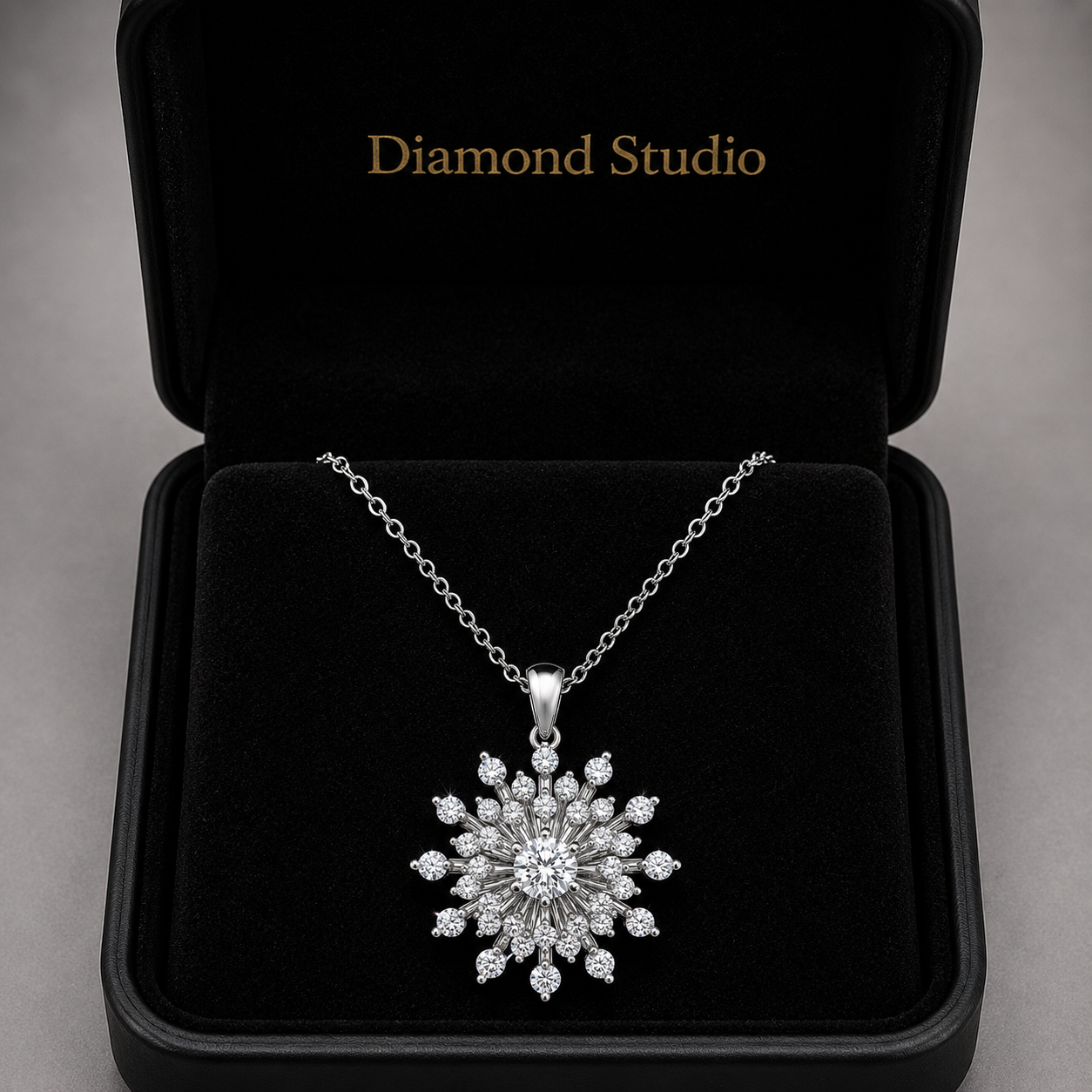 14K White Gold Sunburst Lab-Grown Diamond Pendant (1.20 CTW – D–F / VS1–VS2)