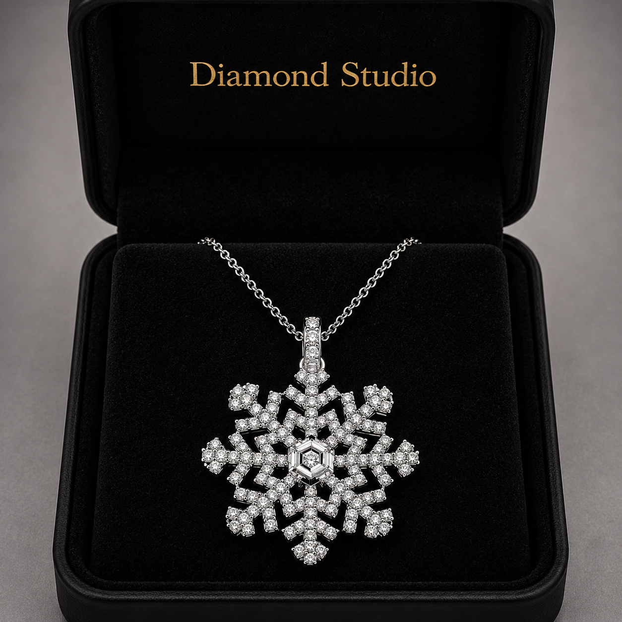 14K White Gold Hexagon Snowflake Lab-Grown Diamond Pendant (1.50 CTW – D–F / VS1–VS2)