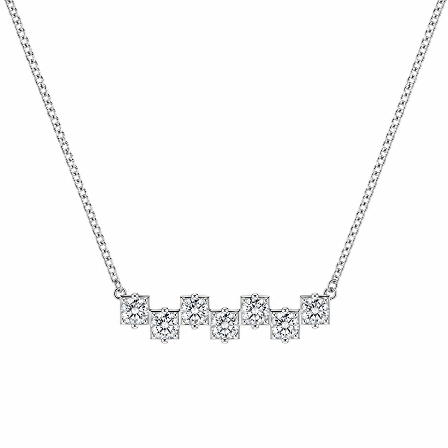14K White Gold Princess-Cut Seven Stone Lab-Grown Diamond Pendant (1.75 CTW – D–F / VS1–VS2)