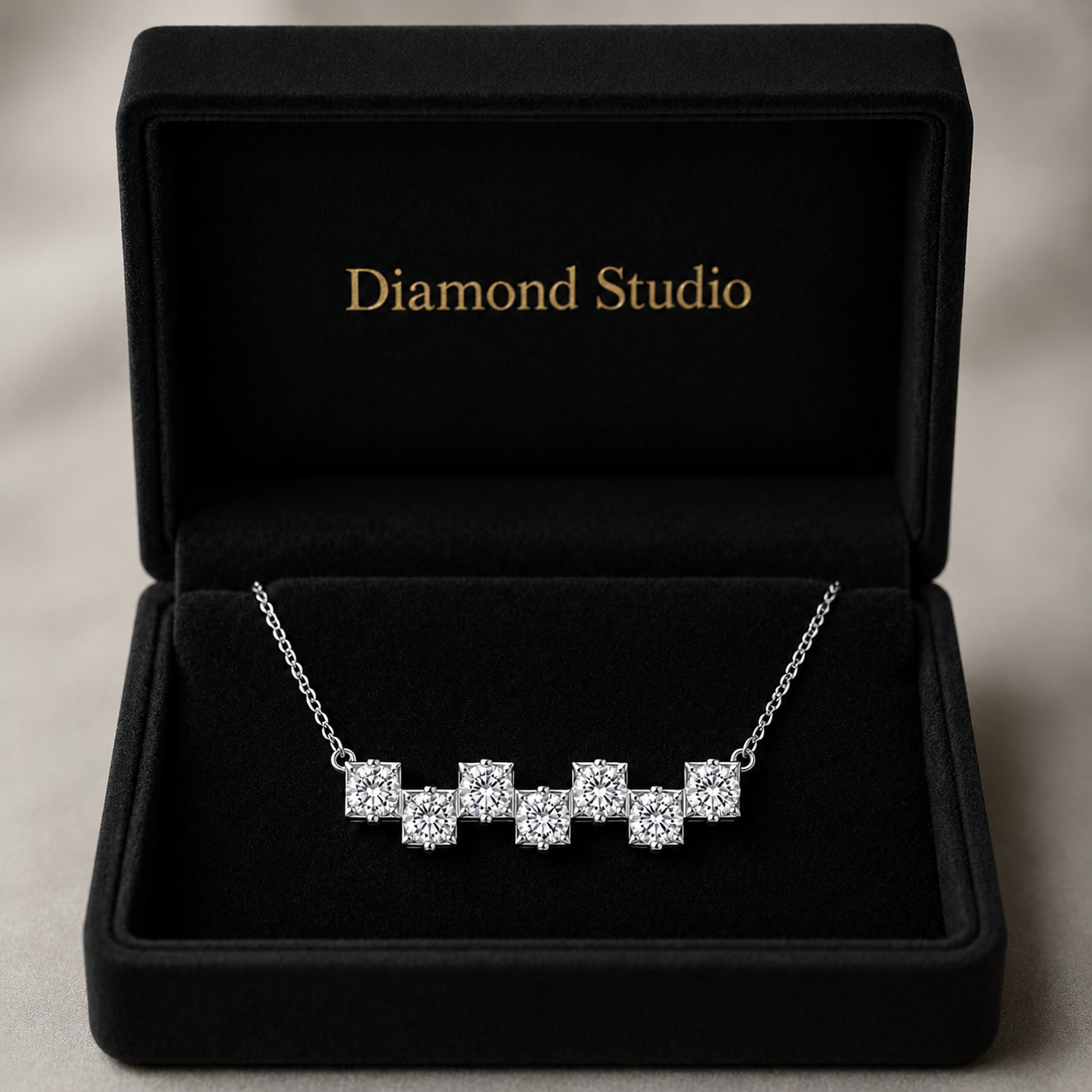 14K White Gold Princess-Cut Seven Stone Lab-Grown Diamond Pendant (1.75 CTW – D–F / VS1–VS2)