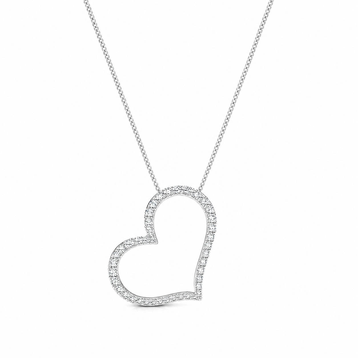 2.13 CTW Round Lab-Grown Diamond 1.5" Sideways Heart Pendant (D–F / VS1–VS2, IGI Certified)
