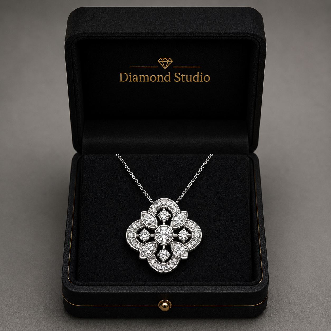 0.75 CTW Round & Marquise Lab-Grown Diamond Vintage Pendant (D–F / VS1–VS2, IGI Certified)