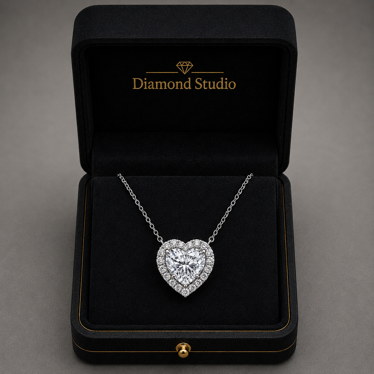 0.50 CTW Heart Lab-Grown Diamond Halo Pendant (D–F / VS1–VS2, IGI Certified)