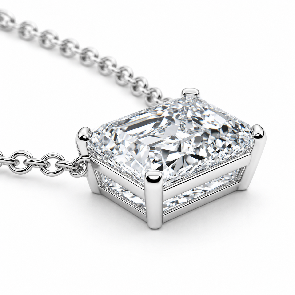 1.00 CTW Radiant Cut Lab-Grown Diamond “Ethereal” Solitaire Pendant with Adjustable Chain (D–F / VS1–VS2, IGI Certified)