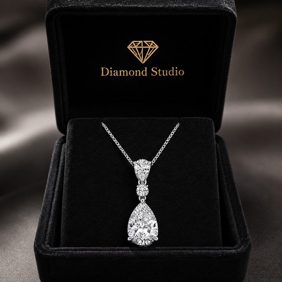 4.00 CTW Pear Lab-Grown Diamond Hinged Pendant (D–F / VS1–VS2, IGI Certified)