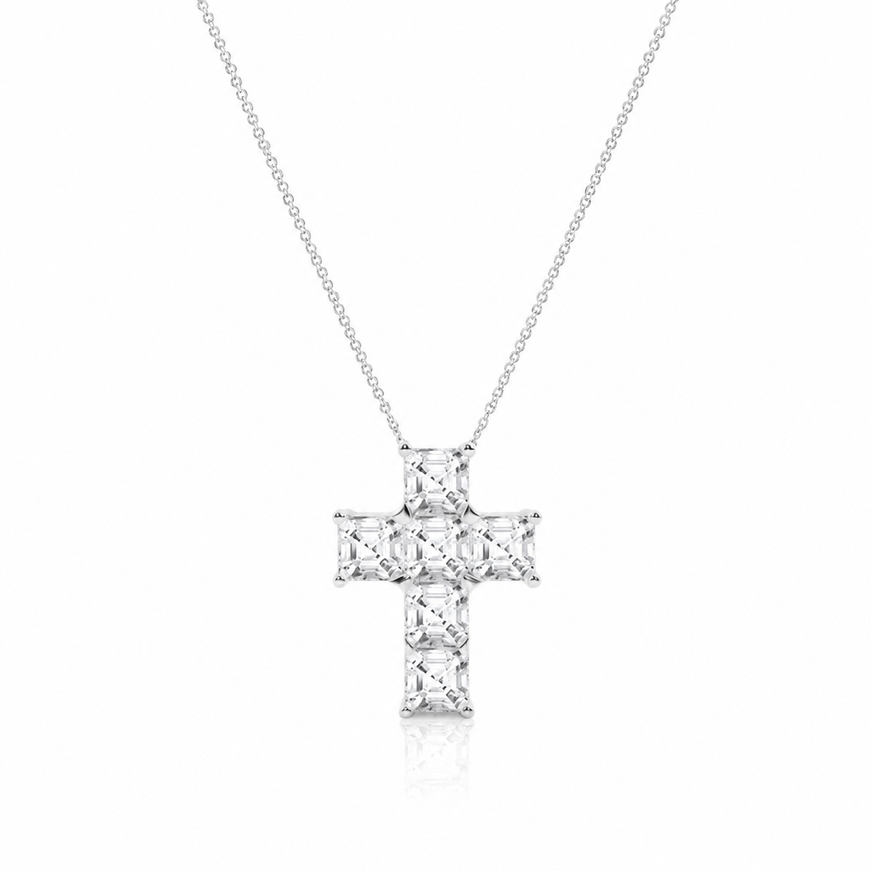 6.00 CTW Asscher Cut Lab-Grown Diamond Cross Pendant (D–F / VS1–VS2, IGI Certified)