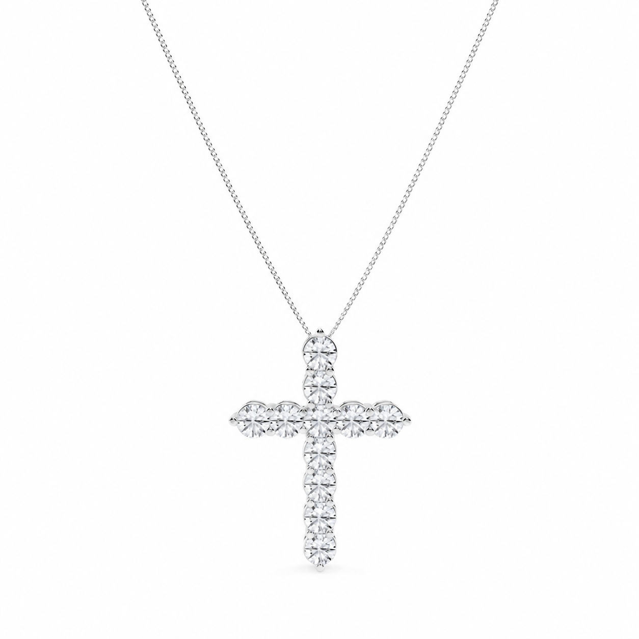 1.00 CTW Round Lab-Grown Diamond Shared Prong Cross Pendant (D–F / VS1–VS2, IGI Certified)
