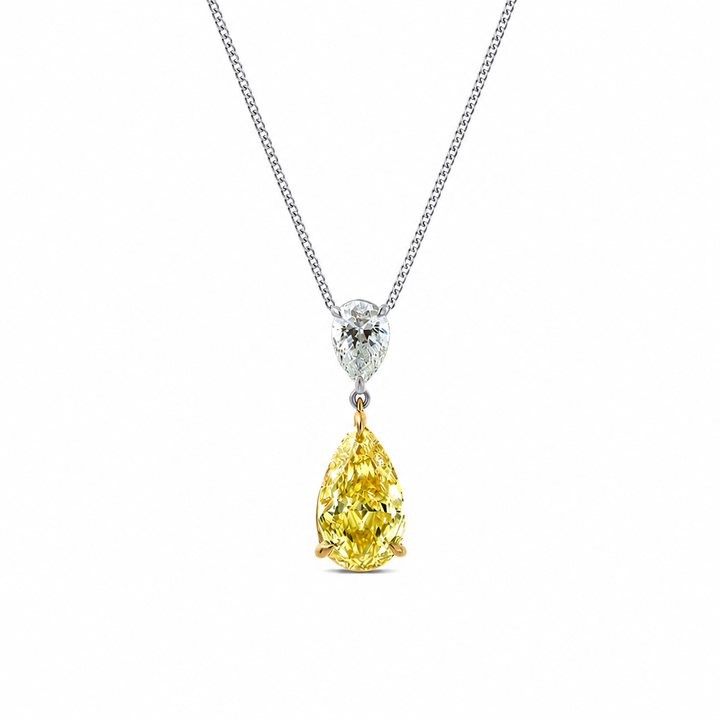 4.00 CTW Fancy Yellow Pear Lab-Grown Diamond Two Stone Pendant (D–F / VS1–VS2, IGI Certified) — product image