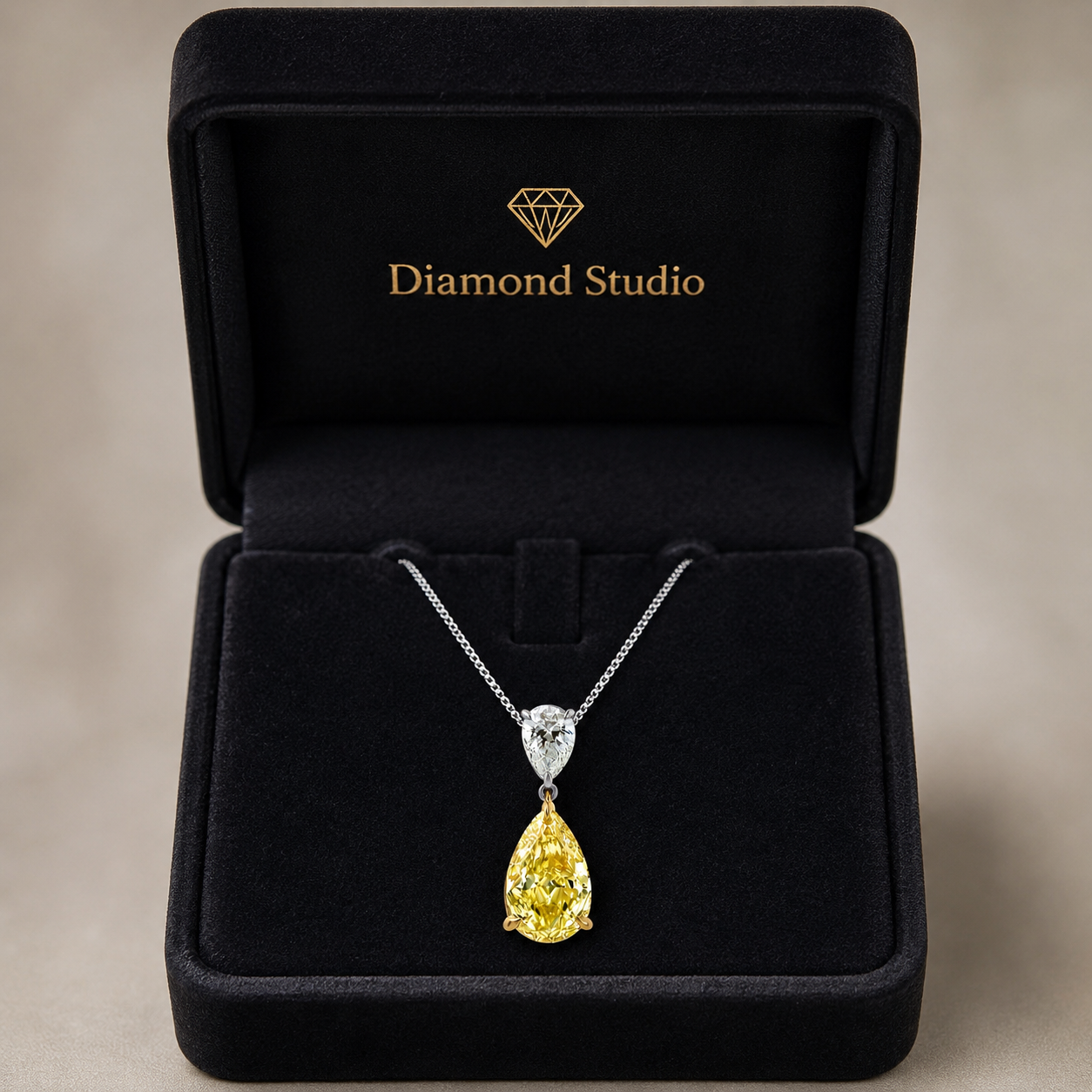 4.00 CTW Fancy Yellow Pear Lab-Grown Diamond Two Stone Pendant (D–F / VS1–VS2, IGI Certified)