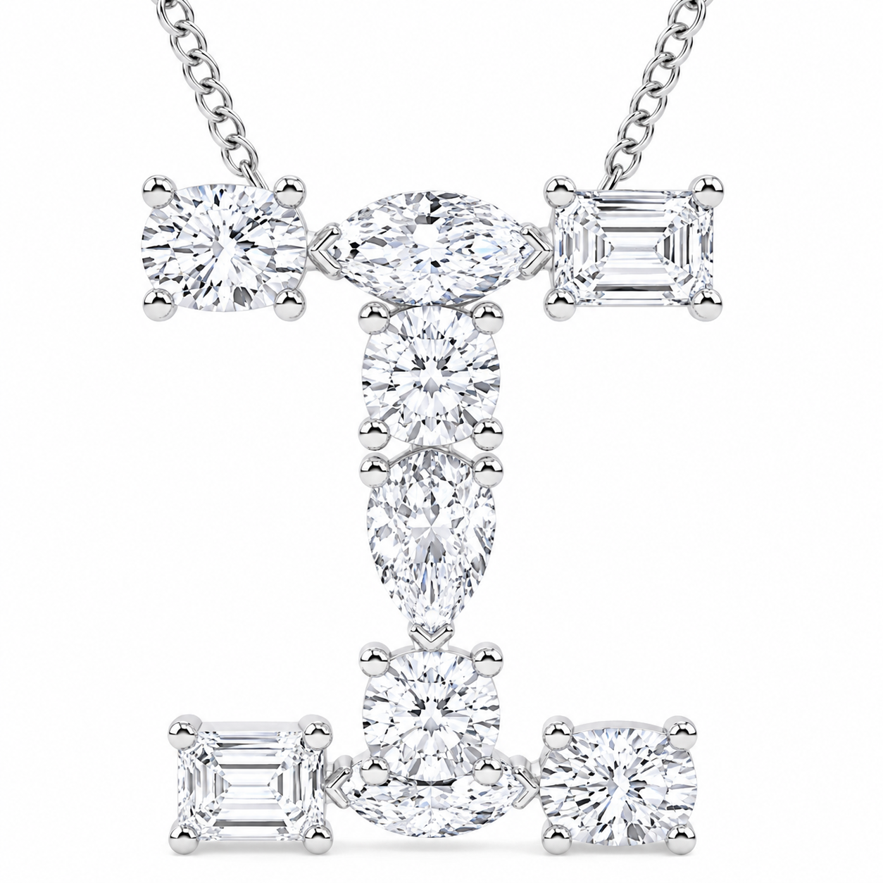 1.75 CTW Mosaic Multi-Shape Initial I Pendant (D–F / VS1–VS2)