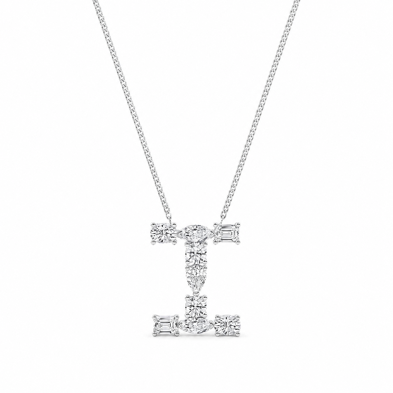 1.75 CTW Mosaic Multi-Shape Initial I Pendant (D–F / VS1–VS2)