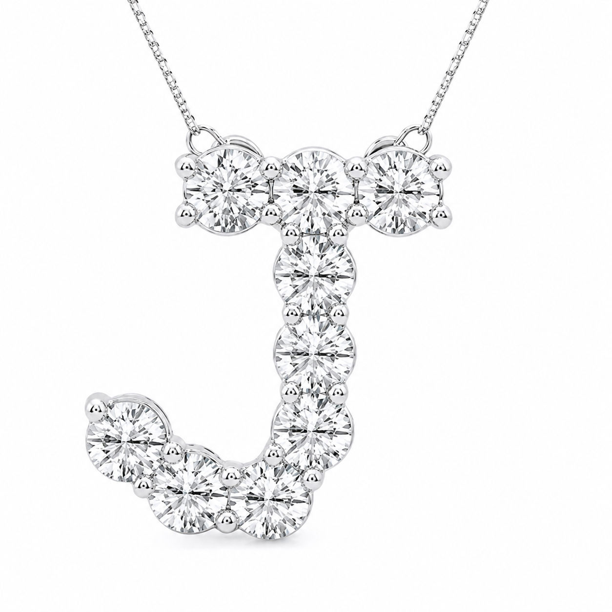 1.00 CTW Round Lab-Grown Diamond Initial J Personalized Pendant (D–F / VS1–VS2)