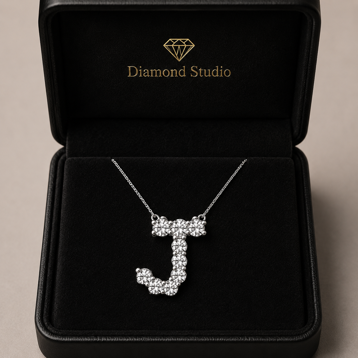 1.00 CTW Round Lab-Grown Diamond Initial J Personalized Pendant (D–F / VS1–VS2)