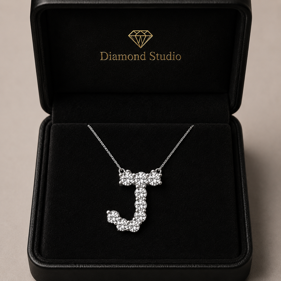 1.00 CTW Round Lab-Grown Diamond Initial J Personalized Pendant (D–F / VS1–VS2)