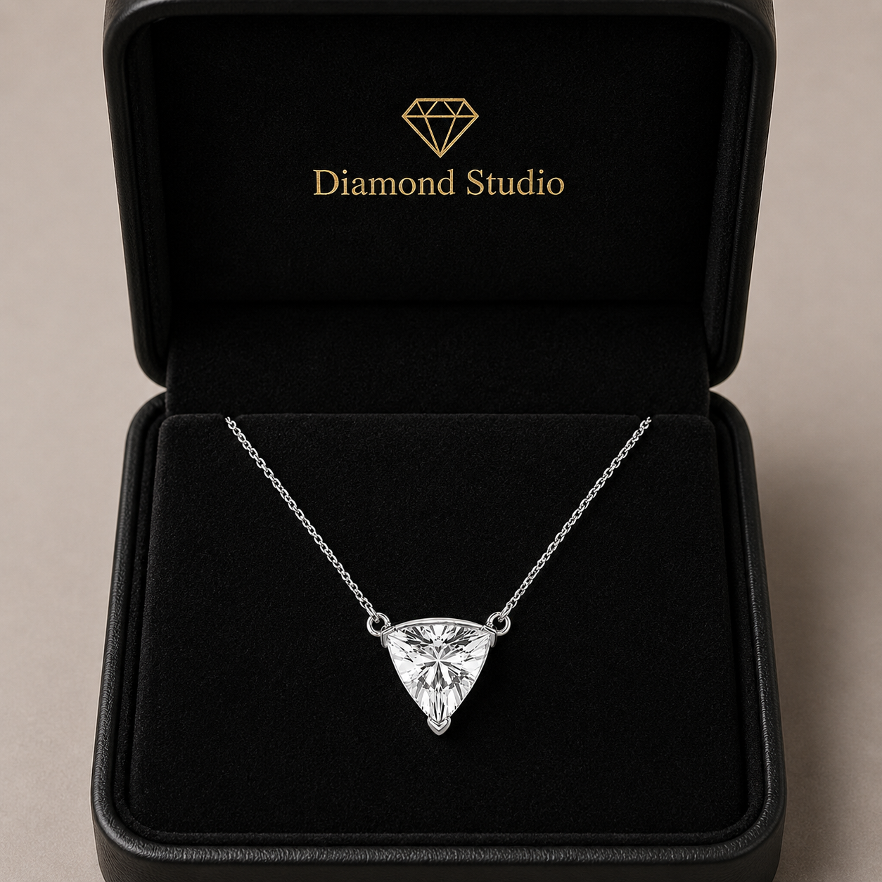 1.00 CTW Näas Ethereal Trillion Lab-Grown Diamond Solitaire Pendant with Adjustable Chain (D–F / VS1–VS2)