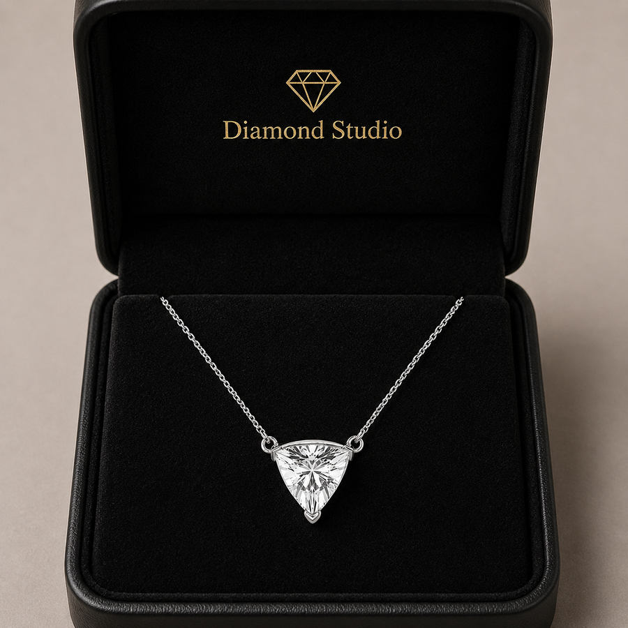 1.00 CTW Näas Ethereal Trillion Lab-Grown Diamond Solitaire Pendant with Adjustable Chain (D–F / VS1–VS2)