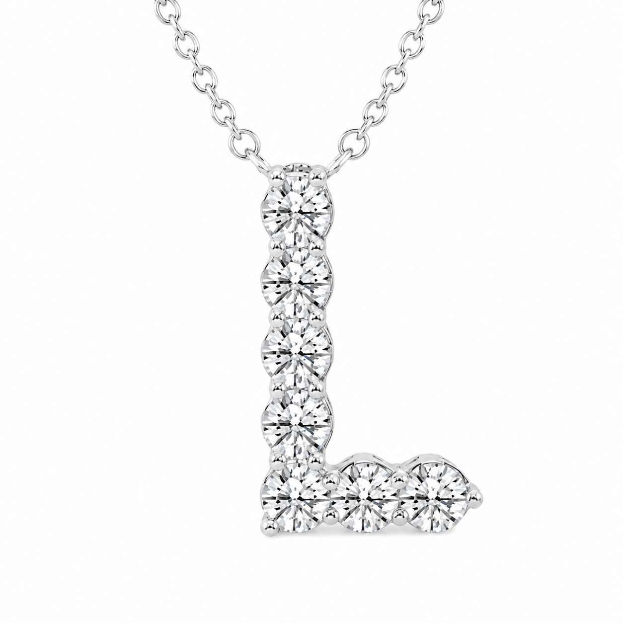 1.00 CTW Round Lab-Grown Diamond Initial L Personalized Pendant (D–F / VS1–VS2)