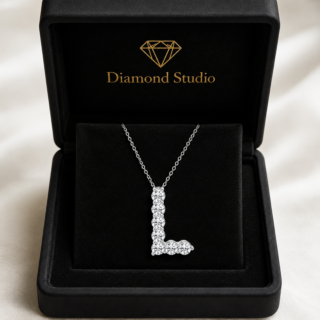 1.00 CTW Round Lab-Grown Diamond Initial L Personalized Pendant (D–F / VS1–VS2)