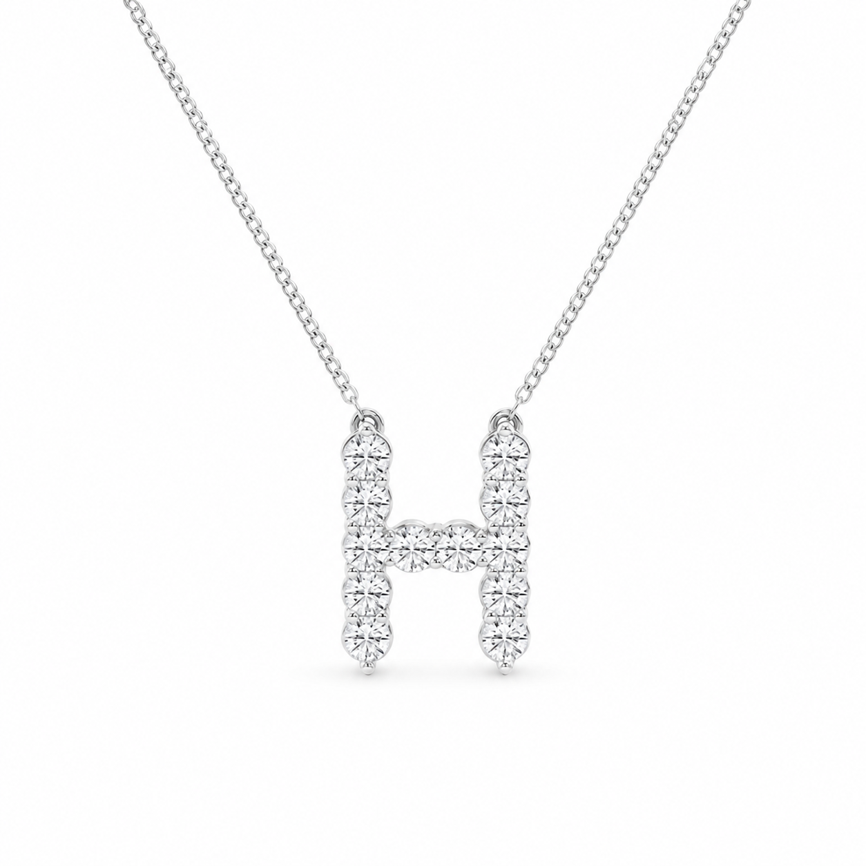 1.00 CTW Round Lab-Grown Diamond Initial H Personalized Pendant (D–F / VS1–VS2)