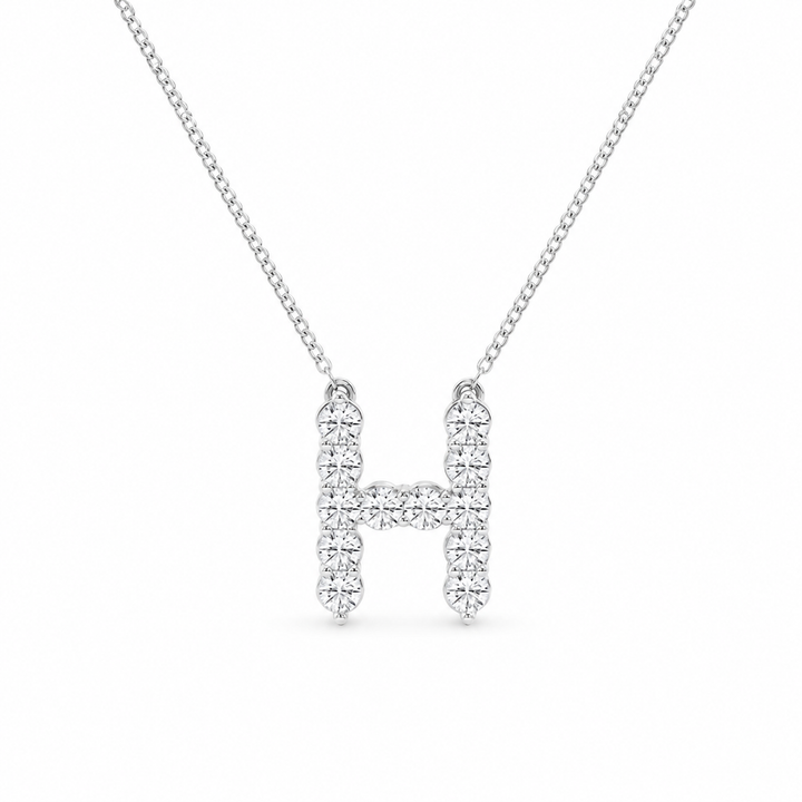 1.00 CTW Round Lab-Grown Diamond Initial H Personalized Pendant (D–F / VS1–VS2) — product image