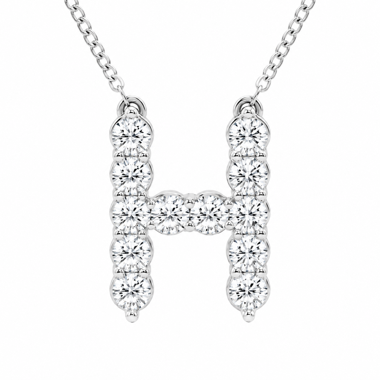 1.00 CTW Round Lab-Grown Diamond Initial H Personalized Pendant (D–F / VS1–VS2)