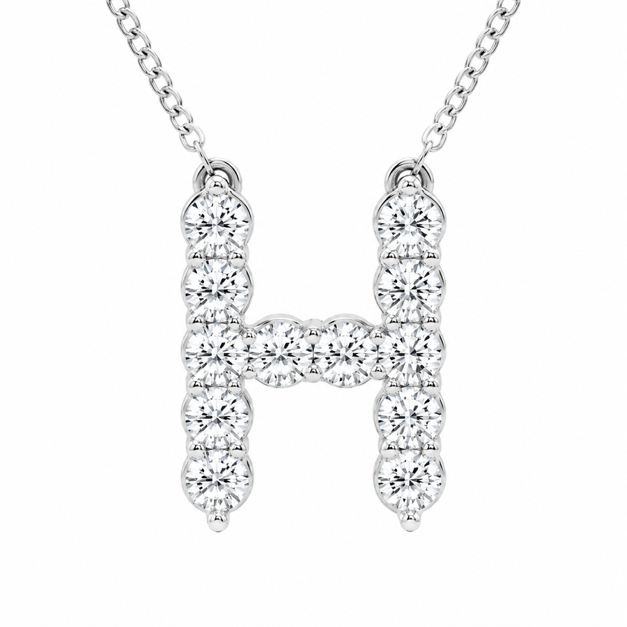 1.00 CTW Round Lab-Grown Diamond Initial H Personalized Pendant (D–F / VS1–VS2)
