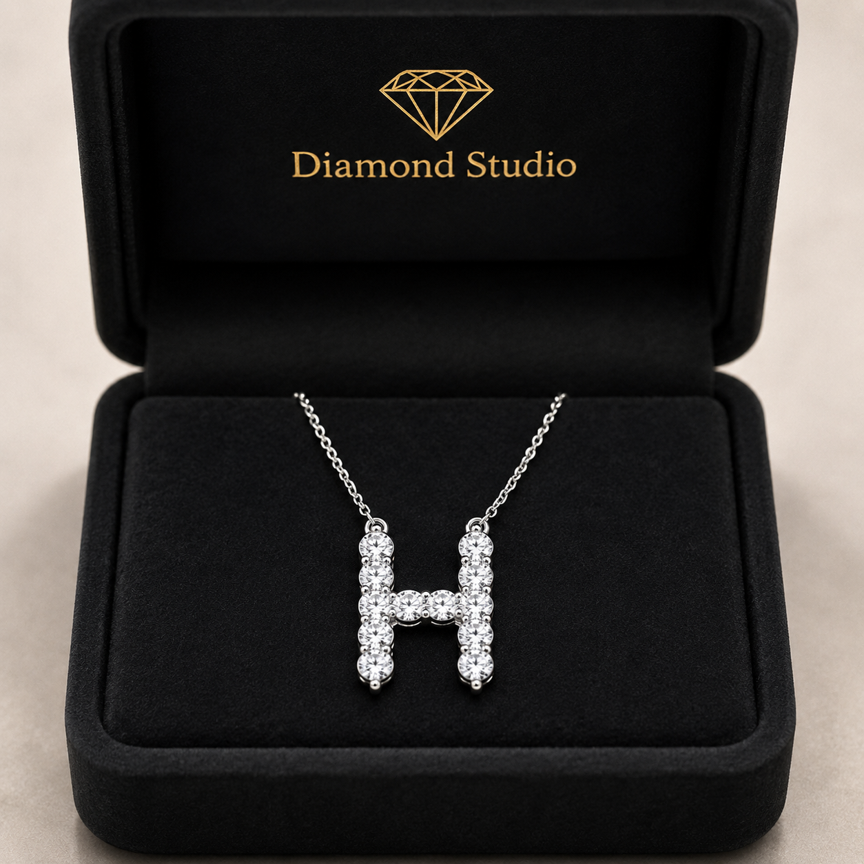 1.00 CTW Round Lab-Grown Diamond Initial H Personalized Pendant (D–F / VS1–VS2)