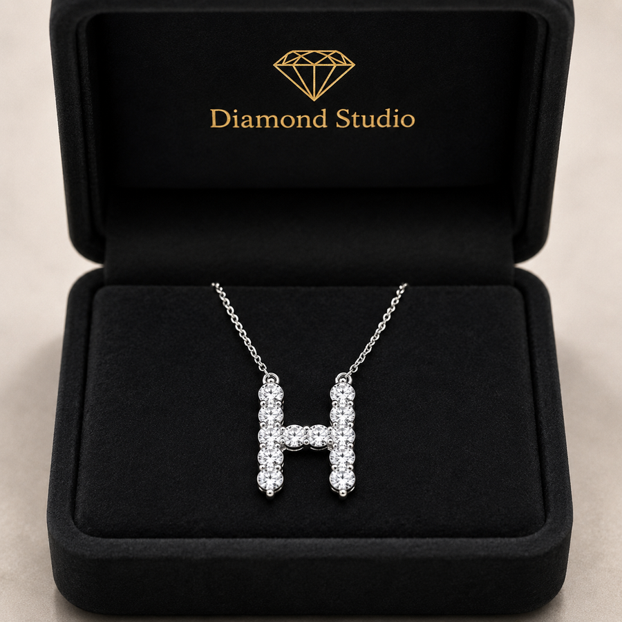 1.00 CTW Round Lab-Grown Diamond Initial H Personalized Pendant (D–F / VS1–VS2)