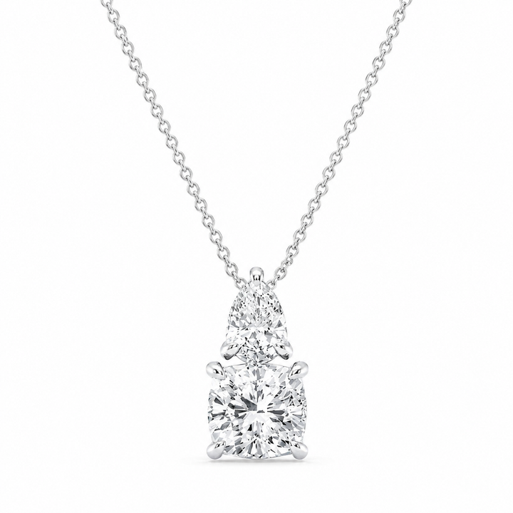1.00 CTW Toi Et Moi Cushion and Pear Lab-Grown Diamond Pendant with Adjustable Chain (D–F / VS1–VS2) — product image