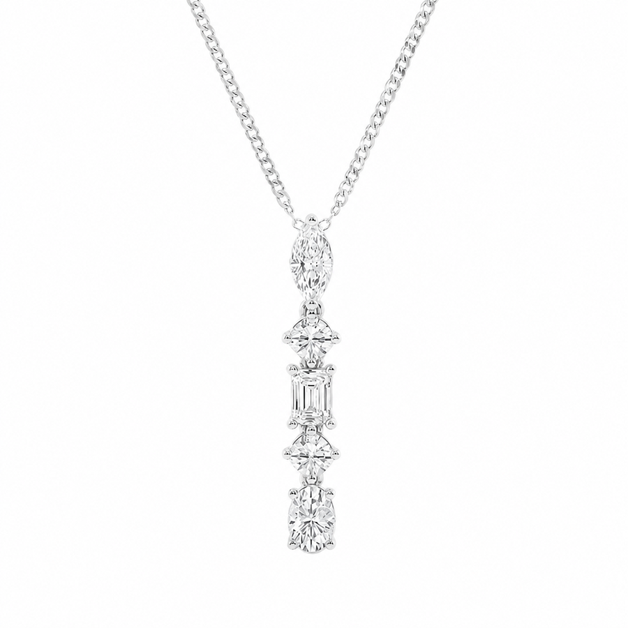 2.00 CTW Multi-Shape Lab-Grown Diamond Pendant with Adjustable Chain (D–F / VS1–VS2)