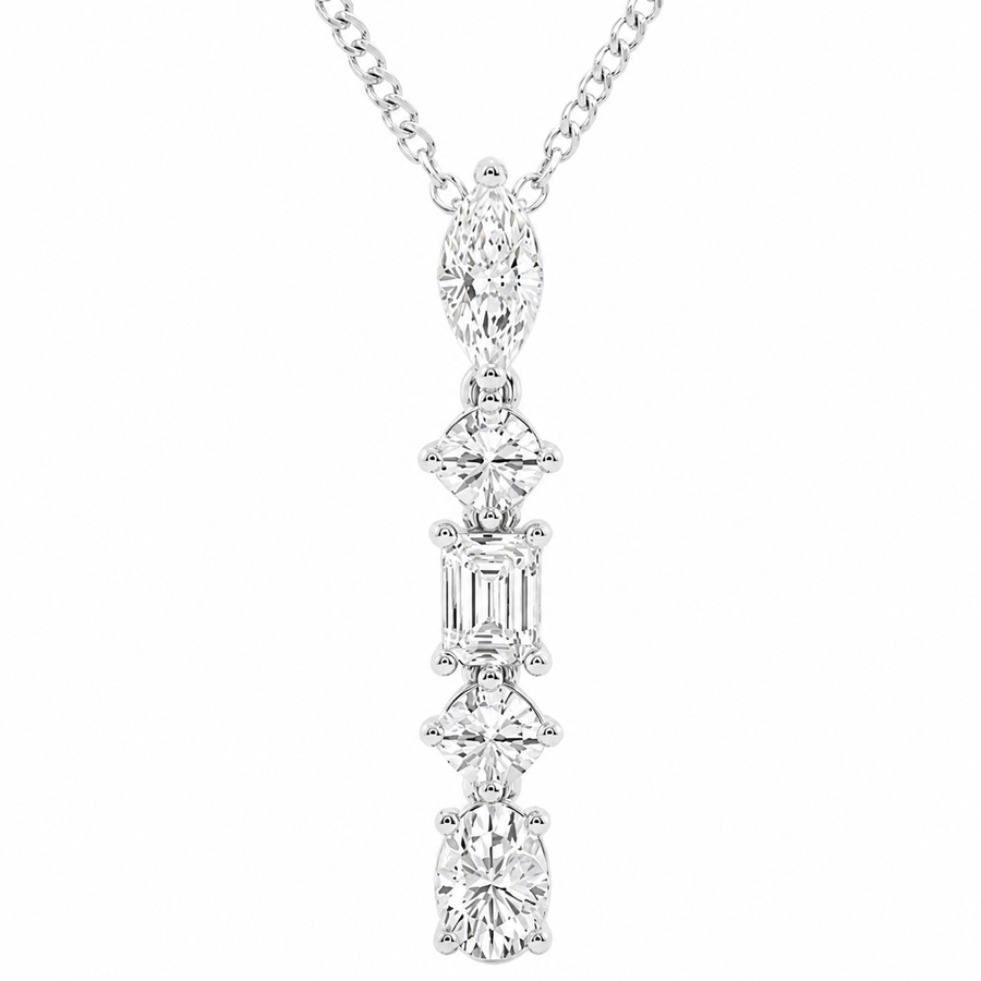 2.00 CTW Multi-Shape Lab-Grown Diamond Pendant with Adjustable Chain (D–F / VS1–VS2)