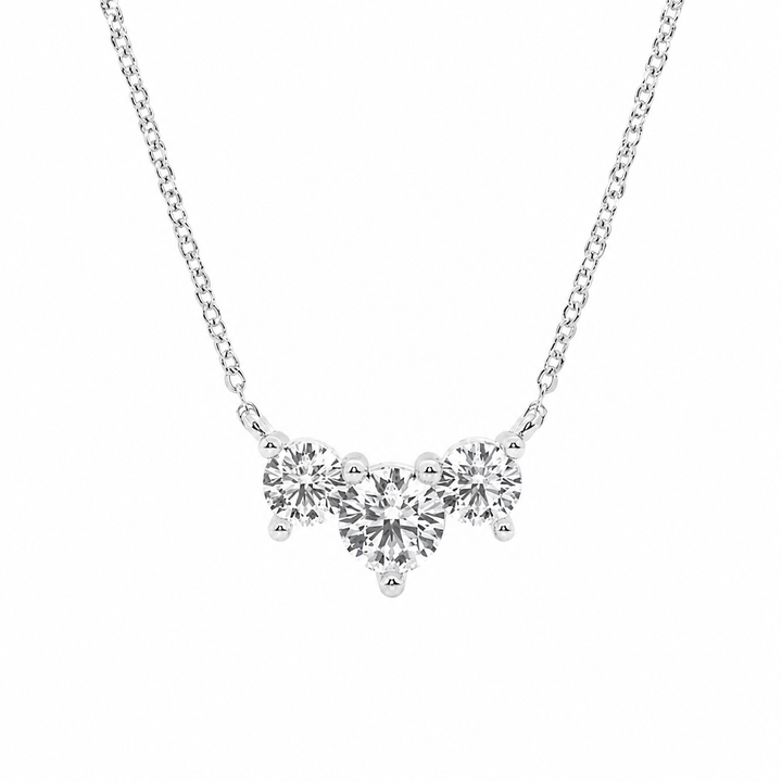 1.00 CTW Round Lab-Grown Diamond Three-Stone Pendant with Adjustable Chain (D–F / VS1–VS2) — product image