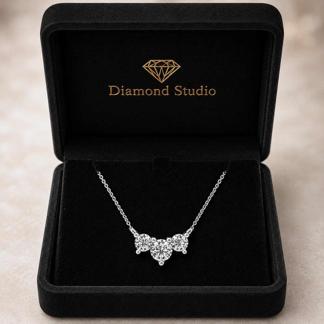 1.00 CTW Round Lab-Grown Diamond Three-Stone Pendant with Adjustable Chain (D–F / VS1–VS2)