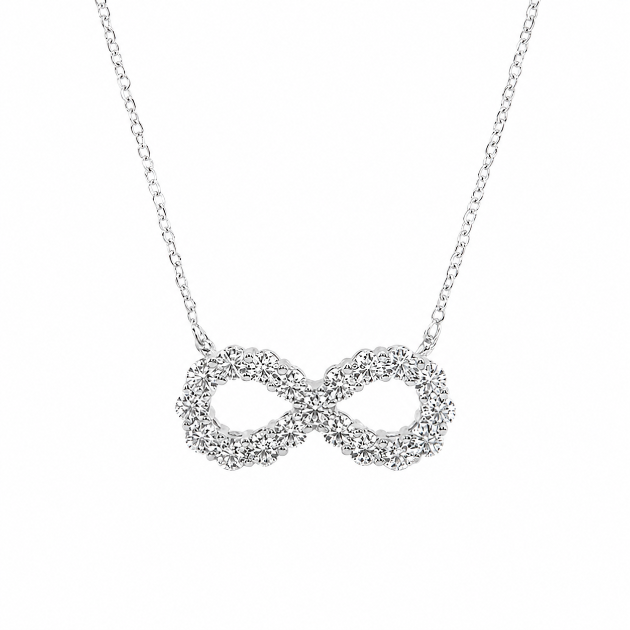 1.00 CTW Round Lab-Grown Diamond Infinity Pendant with Adjustable Chain (D–F / VS1–VS2)