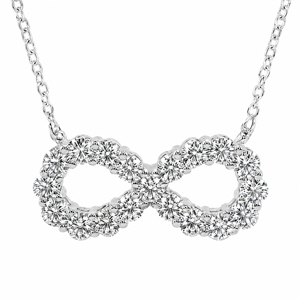 1.00 CTW Round Lab-Grown Diamond Infinity Pendant with Adjustable Chain (D–F / VS1–VS2)