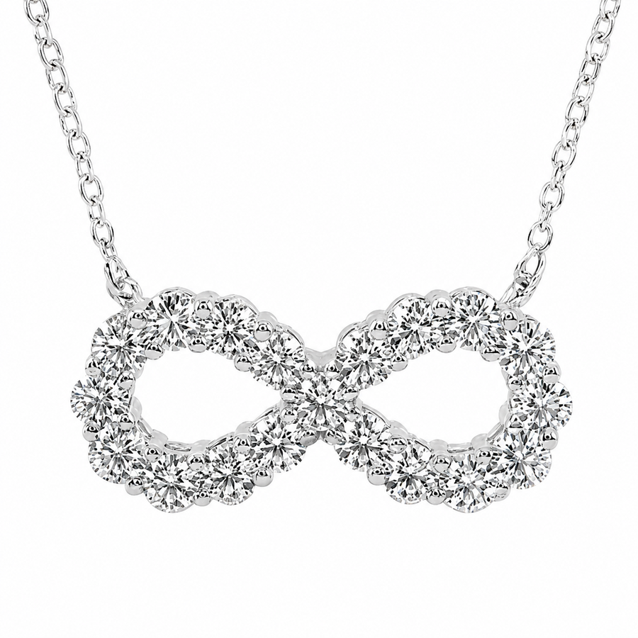 1.00 CTW Round Lab-Grown Diamond Infinity Pendant with Adjustable Chain (D–F / VS1–VS2)