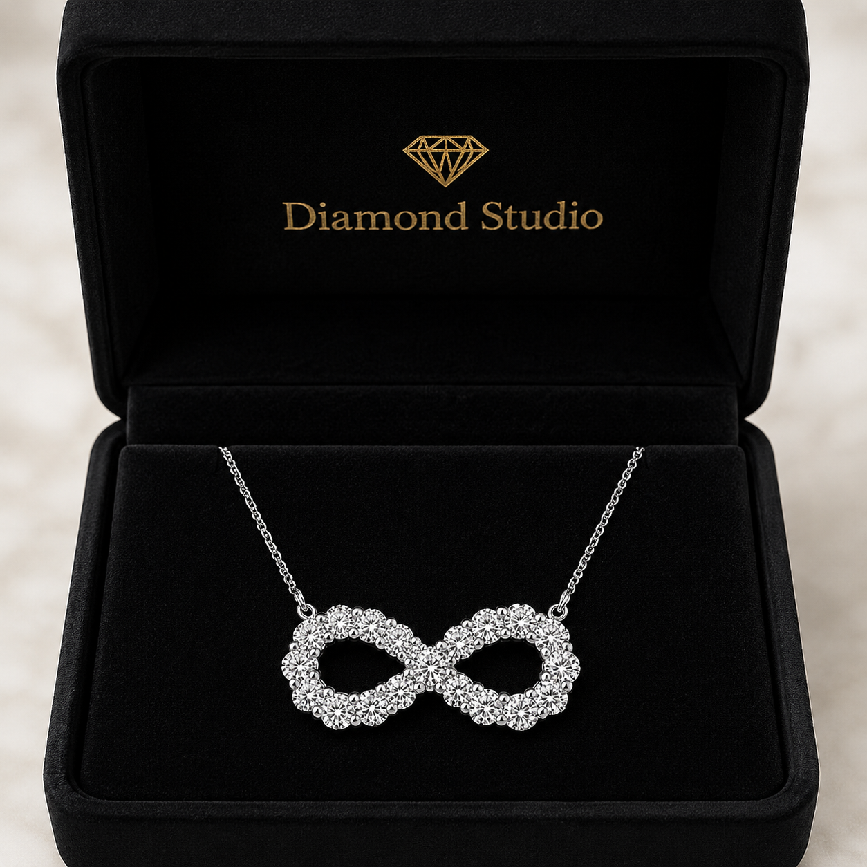 1.00 CTW Round Lab-Grown Diamond Infinity Pendant with Adjustable Chain (D–F / VS1–VS2)