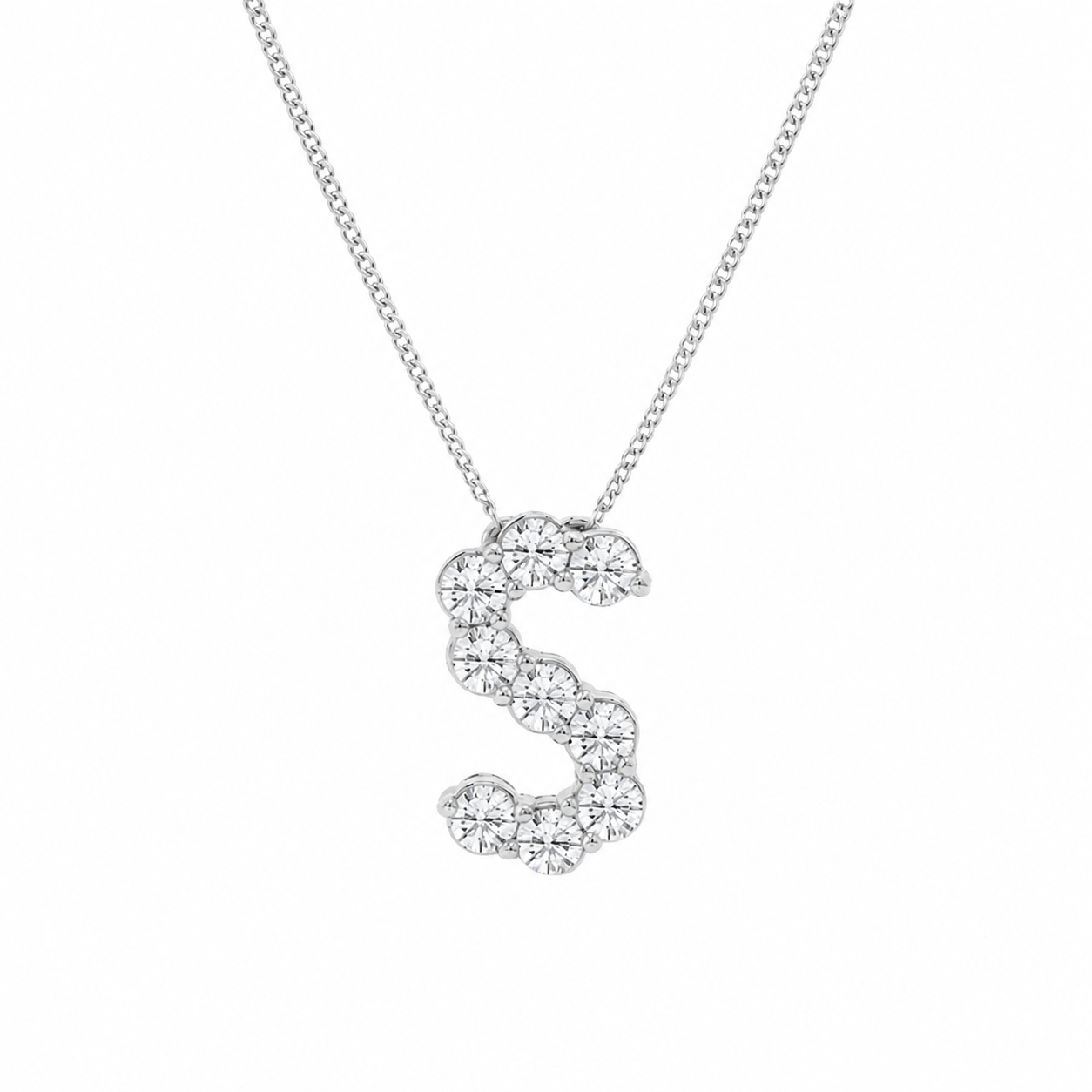 1.00 CTW Round Lab-Grown Diamond Initial S Personalized Pendant (D–F / VS1–VS2)