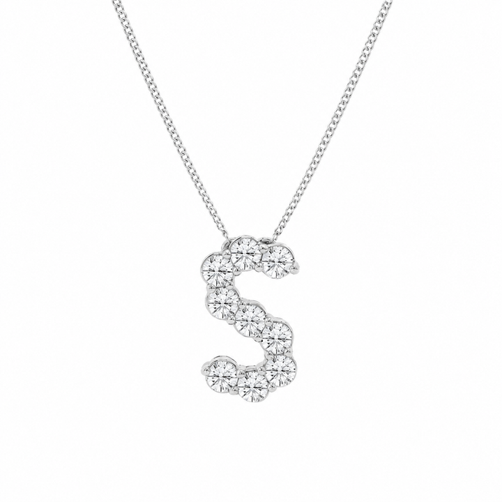 1.00 CTW Round Lab-Grown Diamond Initial S Personalized Pendant (D–F / VS1–VS2) — product image