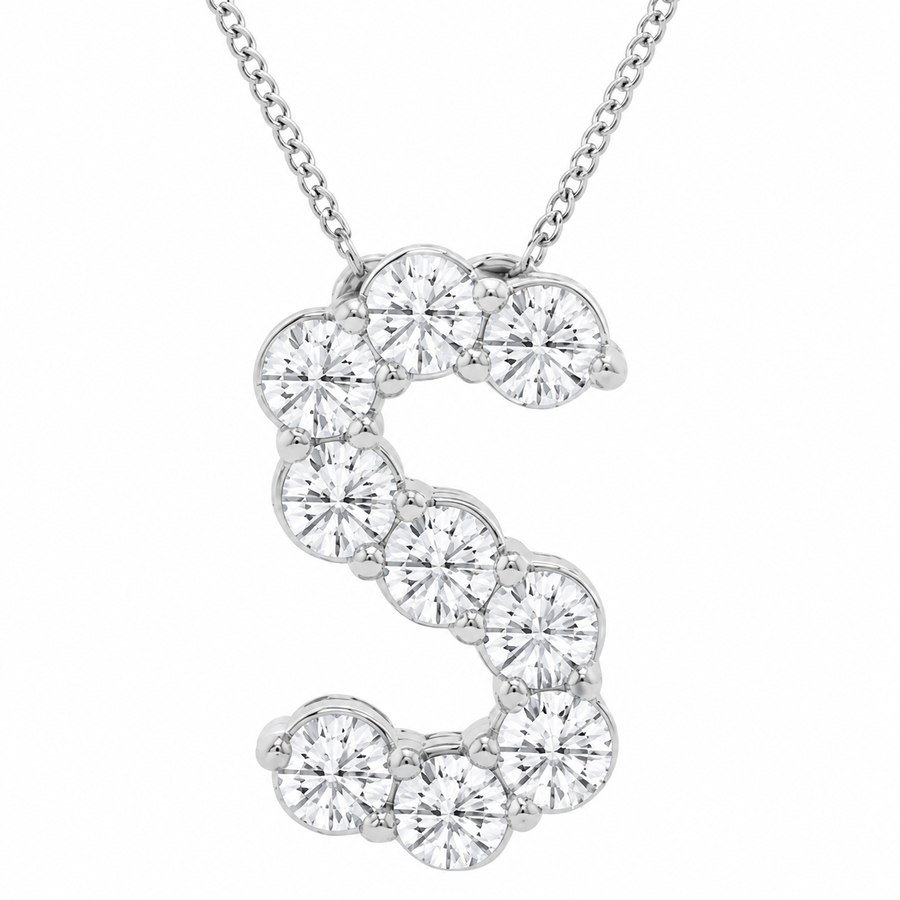 1.00 CTW Round Lab-Grown Diamond Initial S Personalized Pendant (D–F / VS1–VS2)