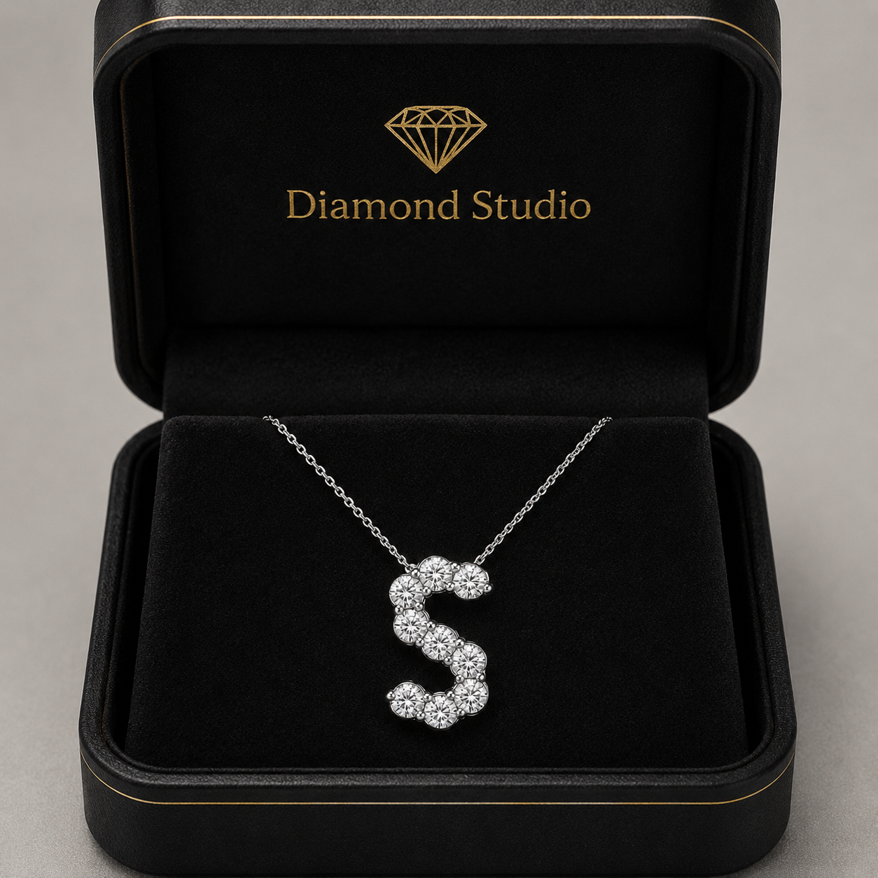 1.00 CTW Round Lab-Grown Diamond Initial S Personalized Pendant (D–F / VS1–VS2)